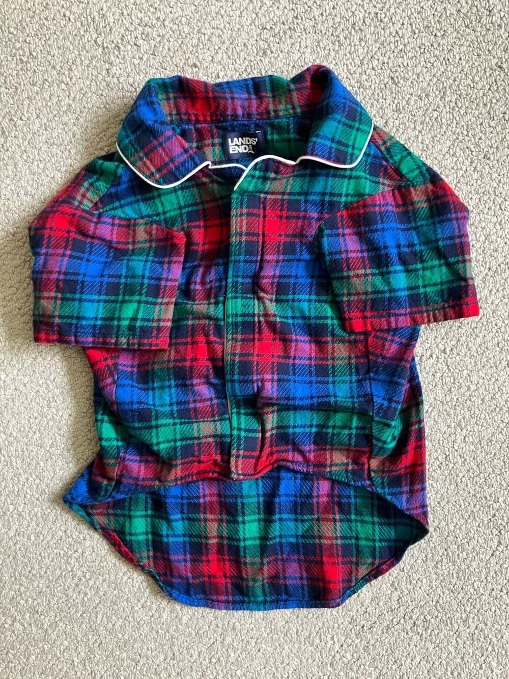Lands' End Plaid Flannel Dog Shirt